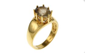 Ring 6.33g 925/- Silber vergoldet mit Rauchquarz. Ringgroesse ca. 63