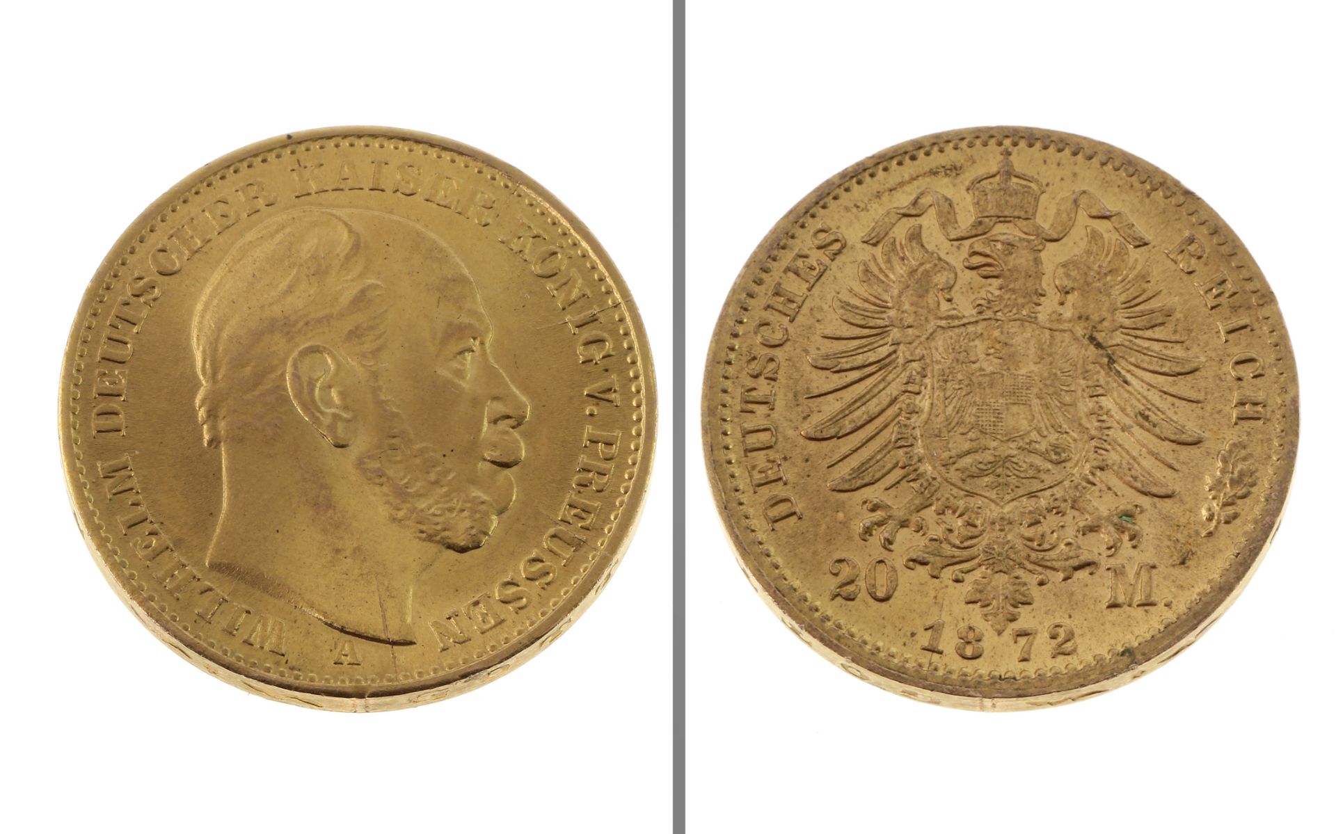 Goldmuenze 20 Mark Deutsches Reich 1872 7.97g 900/- Gelbgold