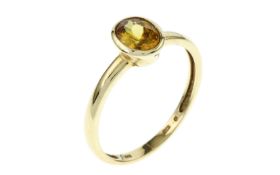 Ring 2.72g 375/- Gelbgold mit Citrin. Ringgroesse ca. 65