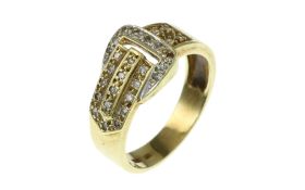 Ring 4.59g 585/- Gelbgold und Weissgold mit 28 Diamanten zus. ca. 0.28 ct.. Ringgroesse ca. 54