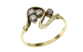 Ring 2.79g 585/- Gelbgold und Weissgold mit 4 Diamanten zus. ca. 0.06 ct.. Ringgroesse ca. 56