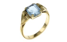 Ring 3.76g 585/- Gelbgold mit Aquamarin. Ringgroesse ca. 60