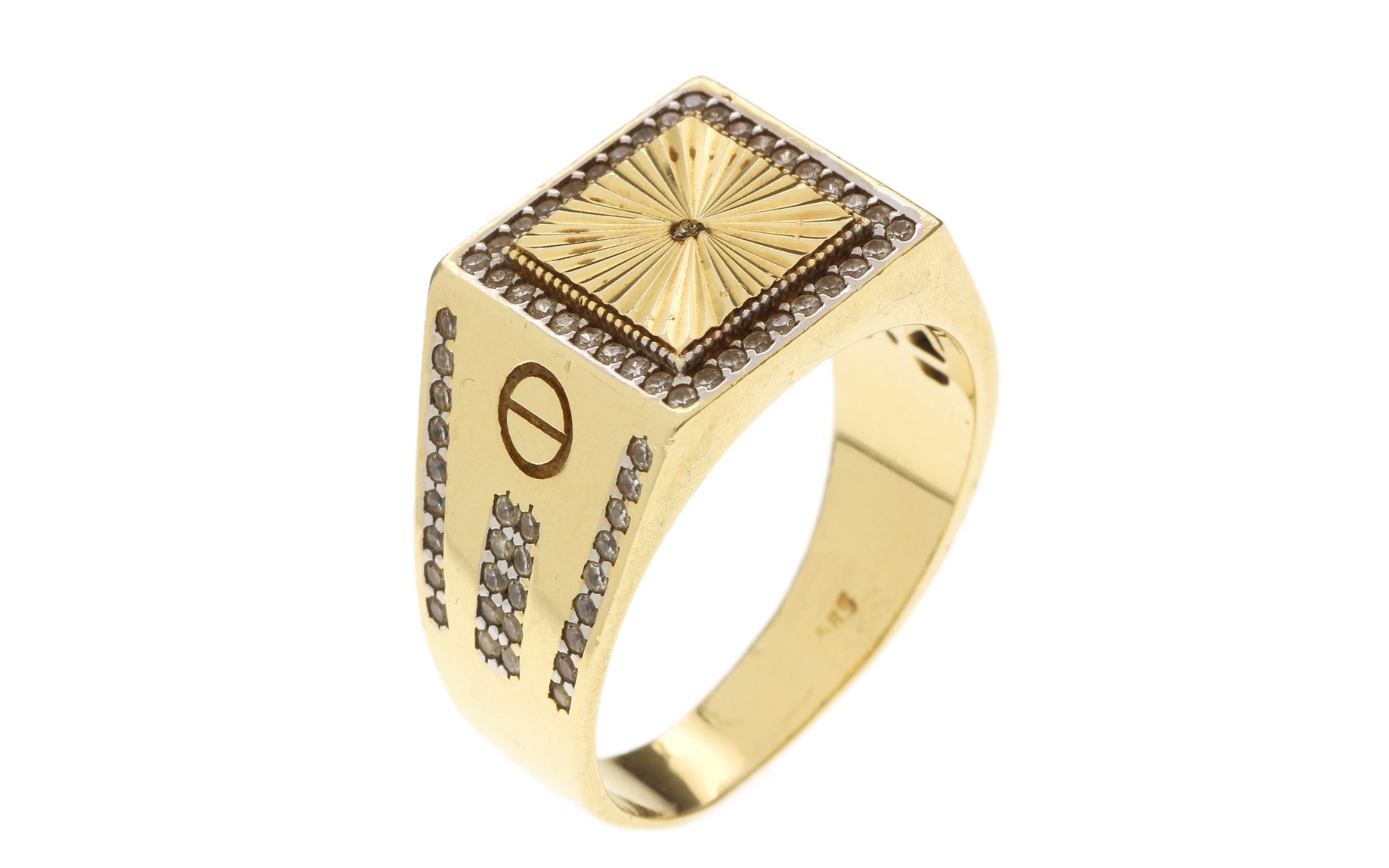 Ring 9.24g 585/- Gelbgold mit Zirkonia. Ringgroesse ca. 64