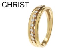 Christ Ring 3.74g 585/- Gelbgold mit 10 Diamanten zus. ca. 0.20 ct.. Ringgroesse ca. 56