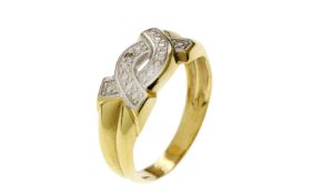 Ring 1.35g 585/- Gelbgold und Weissgold mit Diamant ca. 0.01 ct.. Ringgroesse ca. 46