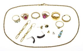 Diverser Goldschmuck 53.72g 333/-. 375/- und 585/- Gold mit Farbsteinen und Diamanten