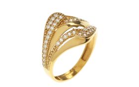 Ring 3.49g 916/- Gelbgold mit Zirkonia. Ringgroesse ca. 57