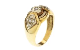 Ring 5.90g 585/- Gelbgold und Weissgold mit Zirkonia. Ringgroesse ca. 57