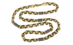 Kette 58.57g 585/- Gelbgold und Weissgold mit Zirkonia. Laenge ca. 67.50 cm