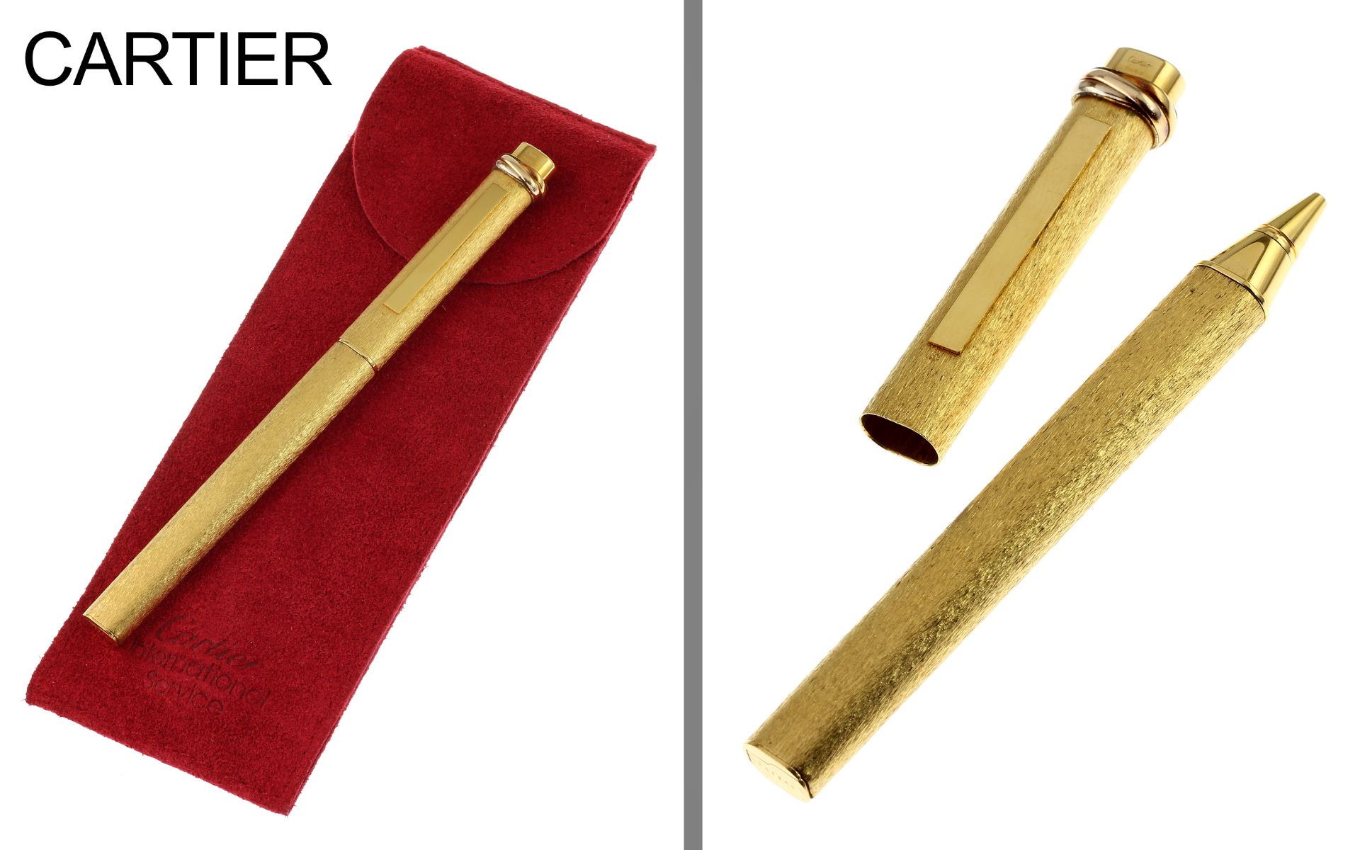 Cartier Bleistift Edelstahl vergoldet mit Etui