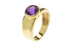 Ring 5.25g 585/- Gelbgold mit Amethyst. Ringgroesse ca. 56