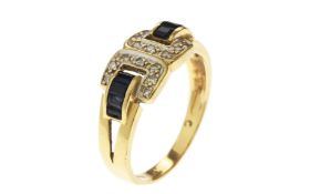 Ring 2.84g 585/- Gelbgold mit 14 Diamanten zus. ca. 0.14 ct. und Saphiren. Ringgroesse ca. 52