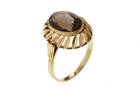 Ring 4.75g 585/- Gelbgold mit Rauchquarz. Ringgroesse ca. 61