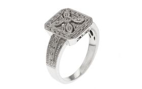 Ring 6.15g 925/- Silber mit 39 Diamanten zus. ca. 0.39 ct.. Ringgroesse ca. 60