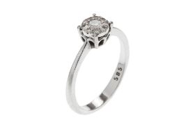 Ring 2.87g 585/- Weissgold mit 10 Diamanten zus. ca. 0.23 ct.. Ringgroesse ca. 55