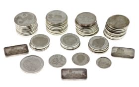 Div. Silbermuenzen 1339.13g diverse Silberlegierungen