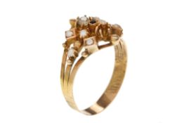 Ring 2.74g 585/- Gelbgold mit Diamant ca. 0.08 ct.. Saphir und Perlen. Ringgroesse ca. 59