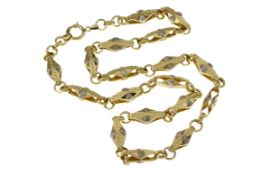 Kette 18.8g 585/- Gelbgold und Weissgold. Laenge ca. 60 cm