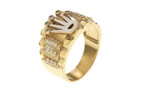 Ring 10.06g 585/- Gelbgold und Weissgold mit Zirkonia. Ringgroesse ca. 64