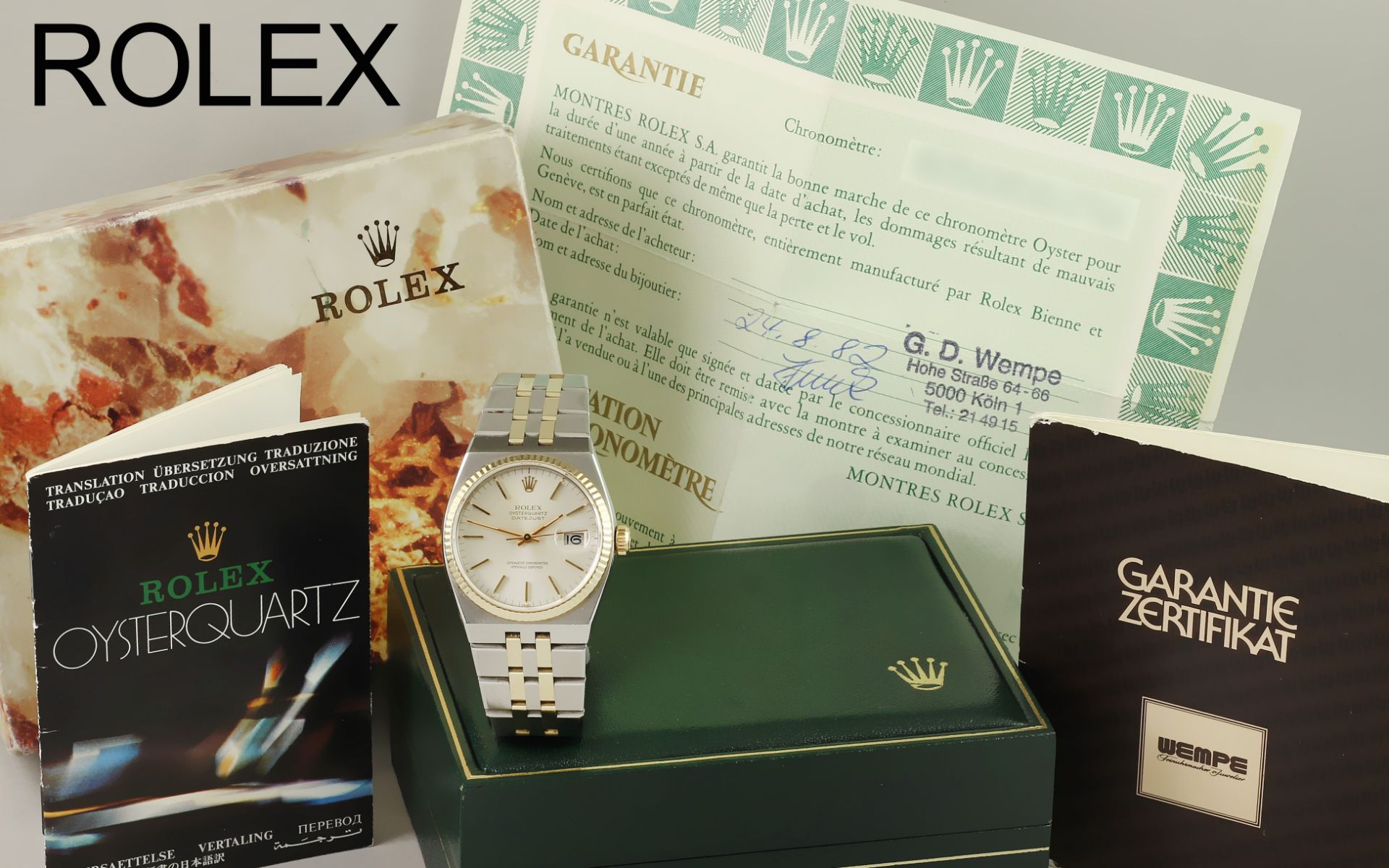 Rolex Datejust Oysterquarz Ref. 17013 Quarz 750/- Gelbgold/Edelstahl. mit Box und mit Papiere