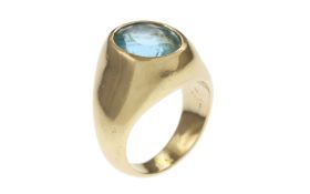 Ring 12.68g 750/- Gelbgold mit Aquamarin. Ringgroesse ca. 46