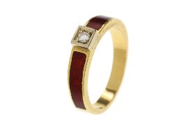 Ring 6.05g 800/- Gelbgold mit Diamant ca. 0.05 ct. und Emaille. Ringgroesse ca. 56