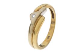 Ring 3.64g 585/- Gelbgold und Weissgold mit Diamant ca. 0.02 ct.. Ringgroesse ca. 55