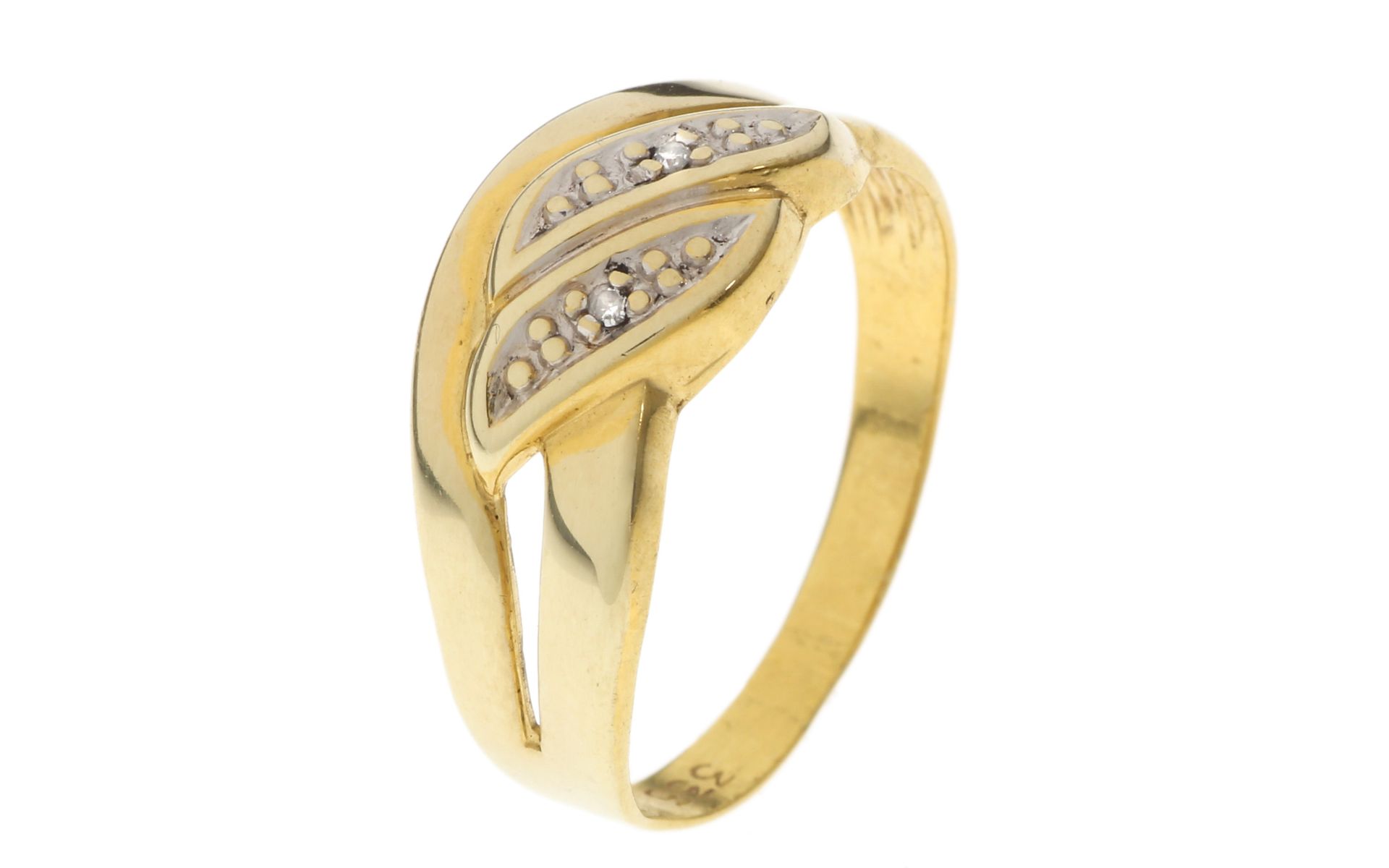Ring 1.49g 333/- Gelbgold mit 2 Diamanten zus. ca. 0.01 ct.. Ringgroesse ca. 55