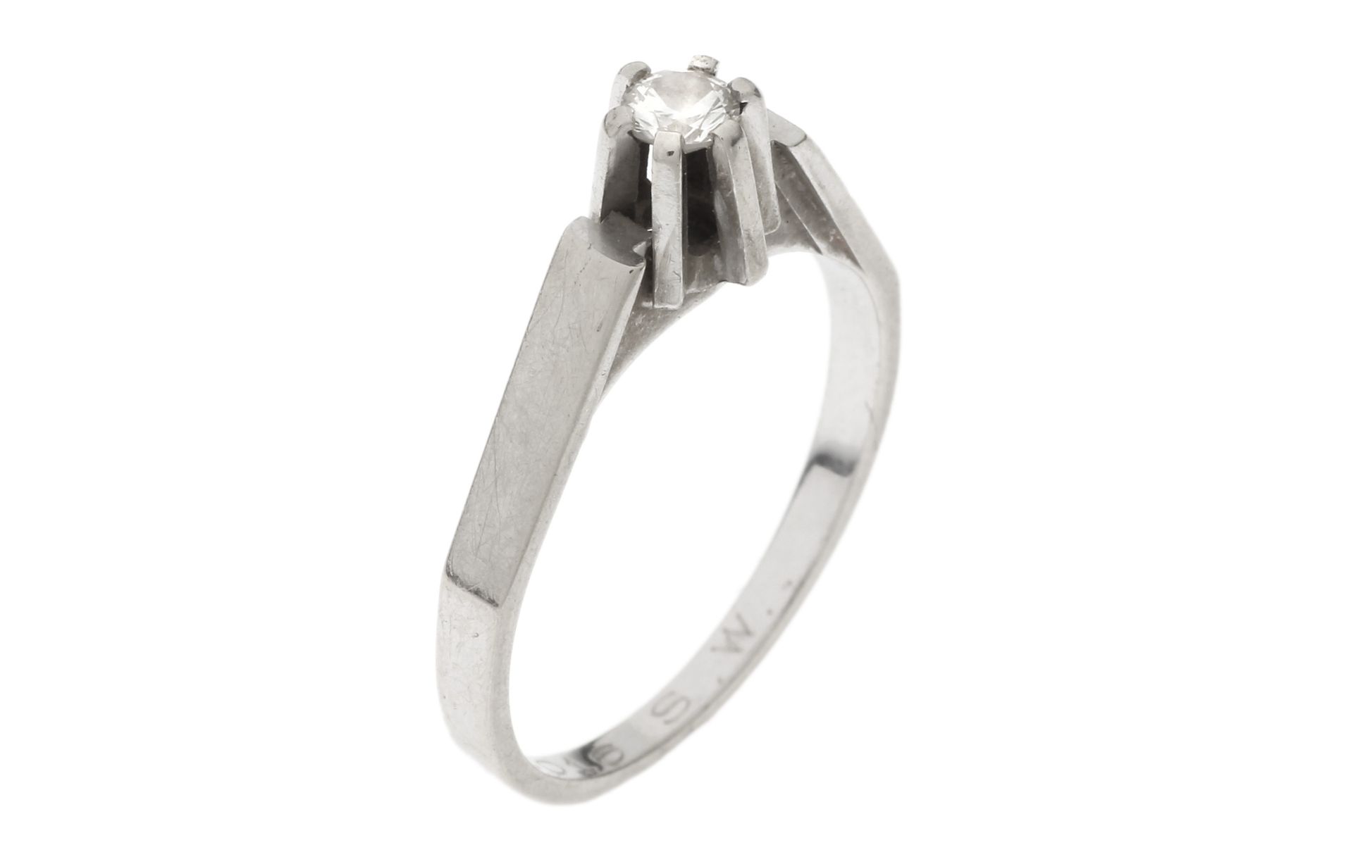 Ring 2.69g 585/- Weissgold mit Diamant ca. 0.15 ct.. Ringgroesse ca. 53