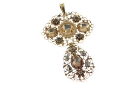 Anhaenger 6.9g 750/- Gelbgold mit Diamanten im Rosenschliff