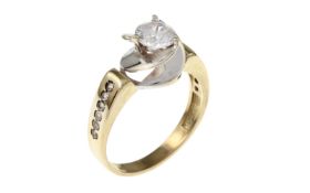 Ring 3.87g 585/- Gelbgold und Weissgold mit Zirkonia. Ringgroesse ca. 56