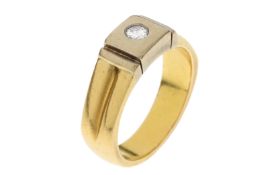 Ring 11.12g 750/- Gelbgold und Weissgold mit Diamant ca. 0.14 ct.. Ringgroesse ca. 57