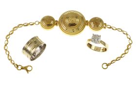 2 Ringe. 1 Armband 10.97g 585/- Gold