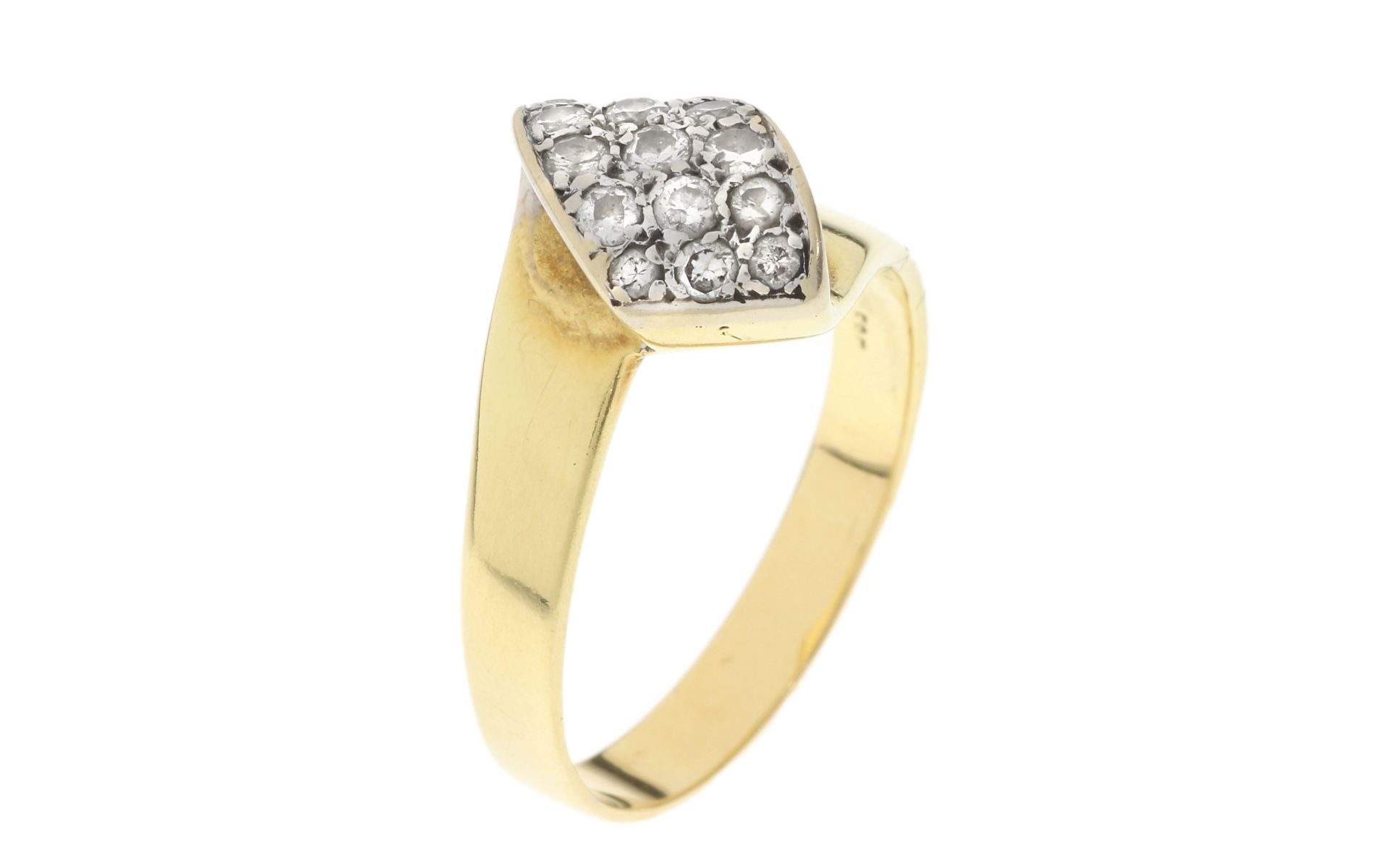 Ring 5.81g 585/- Gelbgold und Weissgold mit 15 Diamanten zus. ca. 0.45 ct.. Ringgroesse ca. 62