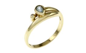 Ring 2.66g 585/- Gelbgold mit Diamant ca. 0.01 ct. und Farbstein. Ringgroesse ca. 57