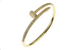 Armreif Nagel 42.28g 750/- Gelbgold mit 265 Diamanten zus. ca. 2.65 ct.