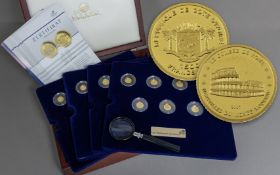 Muenzsammlung "Die 7 Weltwunder". Insgesamt 28 Goldmuenzen 28g 917/- Gelbgold