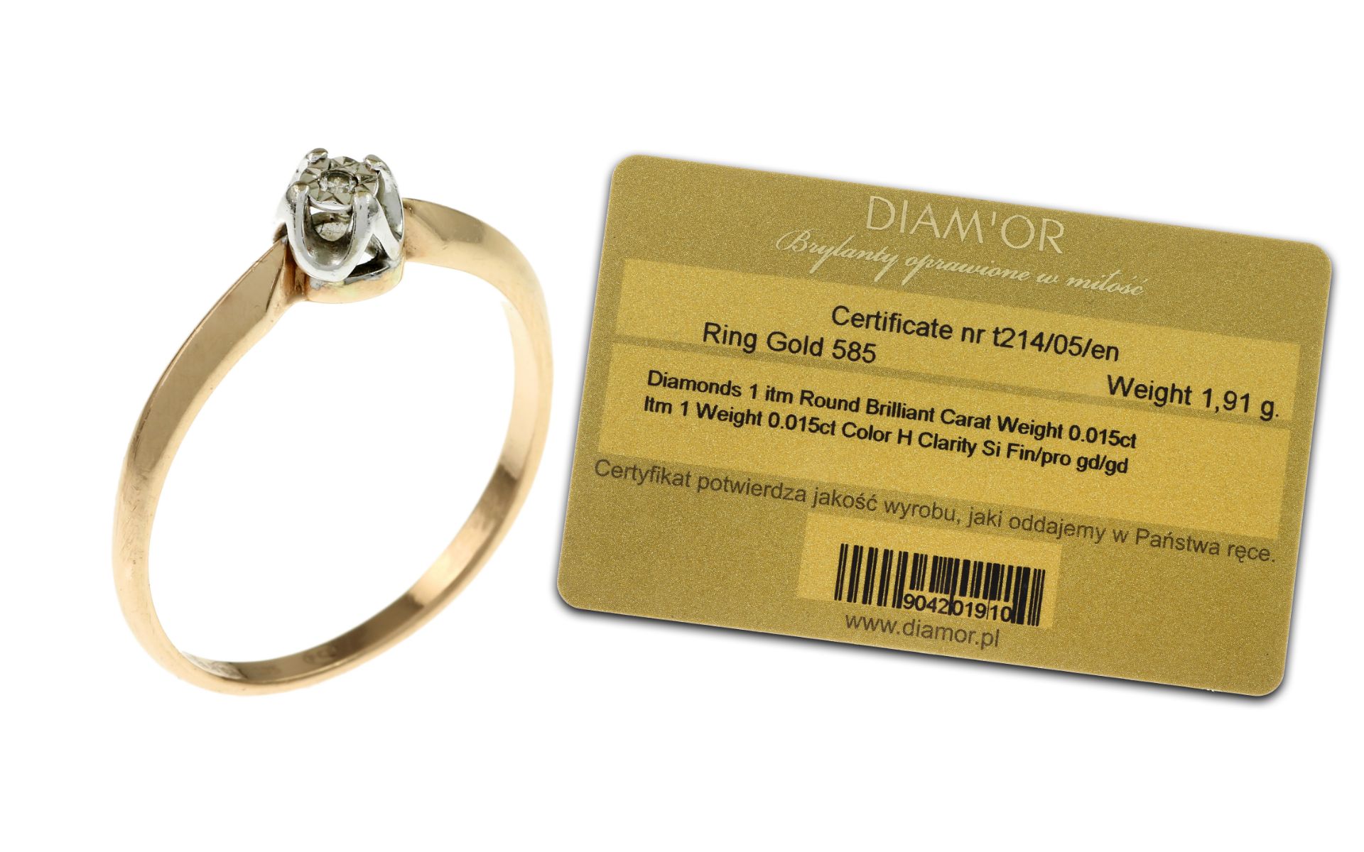 Ring 1.86g 585/- Rotgold und Weissgold mit Diamant ca. 0.015 ct.. Ringgroesse ca. 57