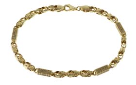 Armband 8.25g 585/- Gelbgold mit Zirkonia. Laenge ca. 22 cm