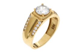 Ring 3.25g 585/- Gelbgold mit Zirkonia. Ringgroesse ca. 51