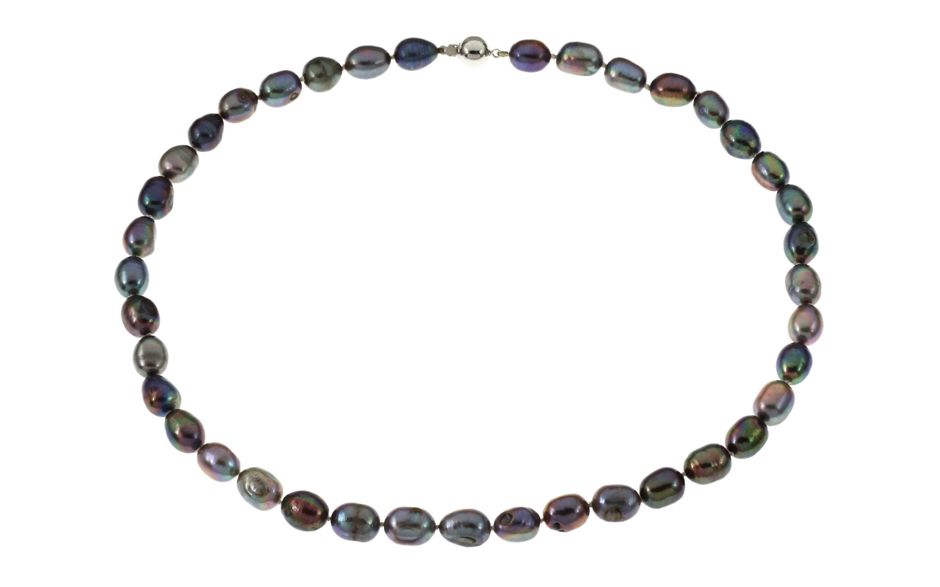 Perlenkette 39.34g 585/- Weissgold. Tahiti-Zuchtperlen