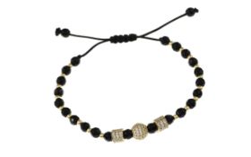 Stoffarmband mit Goldteilen 5.69g 585/- Gelbgold mit Zirkonia