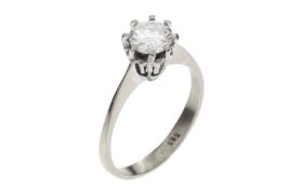 Ring 2.3g 585/- Weissgold mit Diamant ca. 0.75 ct. F/pi. Ringgroesse ca. 52