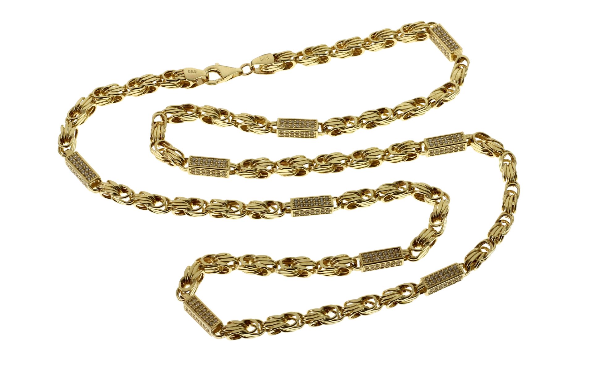 Kette 19.79g 585/- Gelbgold mit Zirkonia. Laenge ca. 60.50 cm