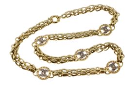 Collier 19.62g 585/- Gelbgold und Weissgold mit Zirkonia. Laenge ca. 49.50 cm