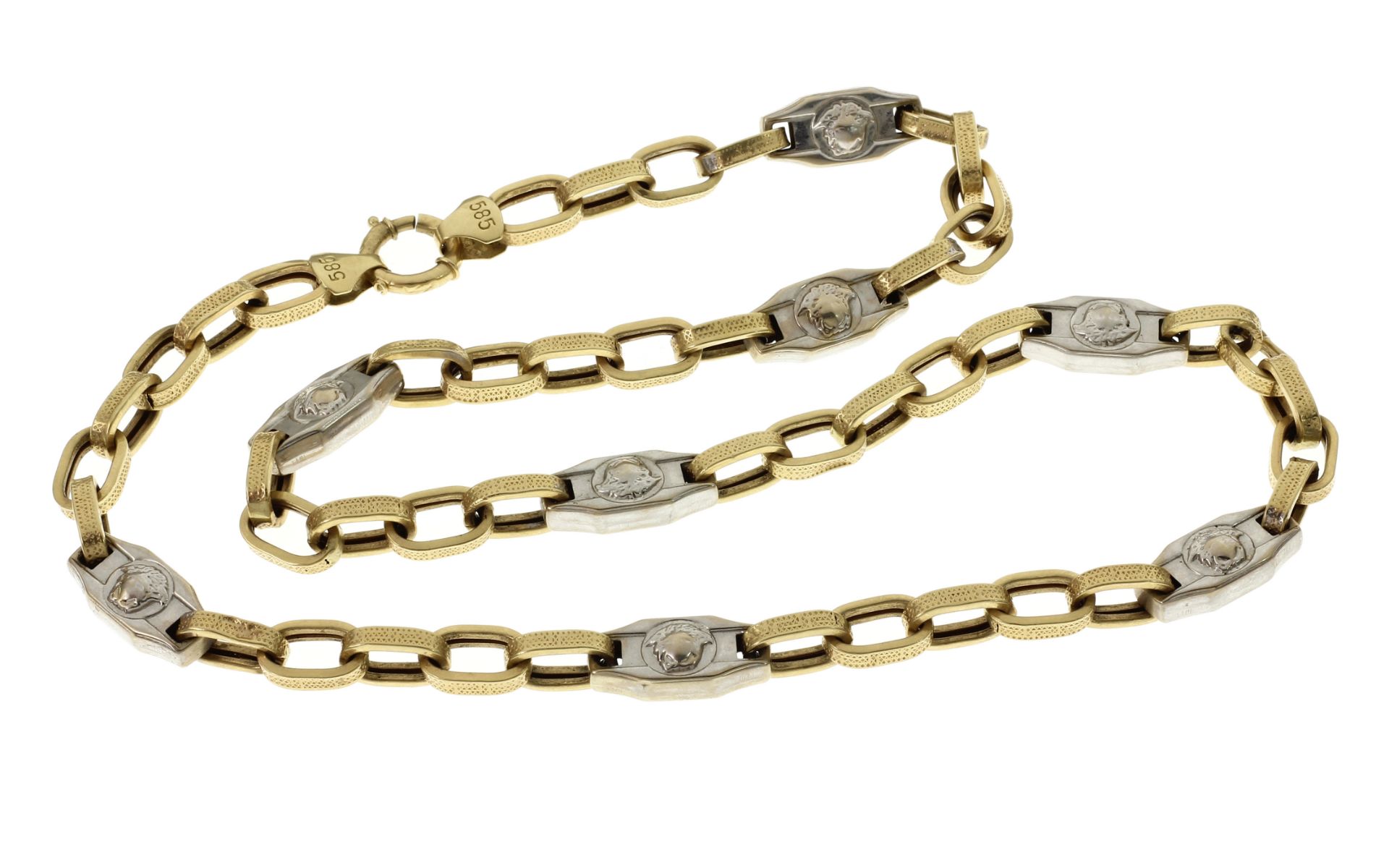 Kette 24.95g 585/- Gelbgold und Weissgold. Laenge ca. 60.50 cm