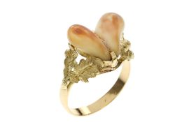 Ring 4.98g 585/- Gelbgold mit Grandeln. Ringgroesse ca. 62