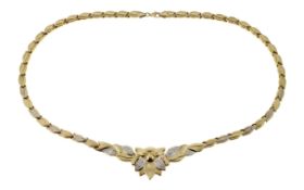 Collier 16.48g 585/- Gelbgold und Weissgold. Laenge ca. 49 cm