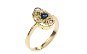 Ring 4.42g 585/- Gelbgold mit Zirkonia und Saphir. Ringgroesse ca. 57