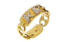 Ring 5.6g 585/- Gelbgold mit 6 Diamanten zus. ca. 0.06 ct.. Ringgroesse ca. 64